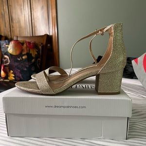 Dream Paris low chunk glitter gold high heel